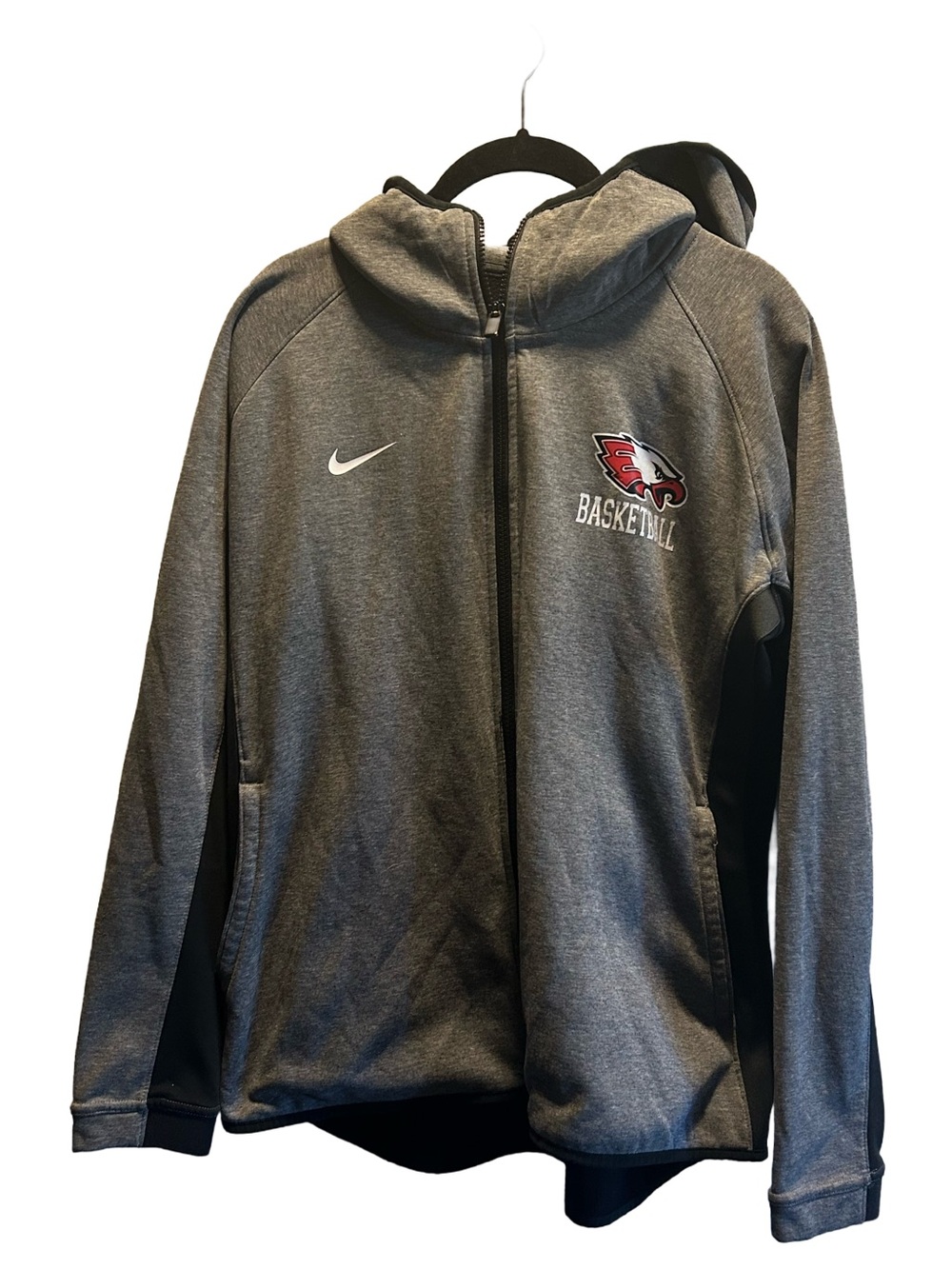 Nike Gray Therma-FIT Full-Zip Hoodie with Team Patch